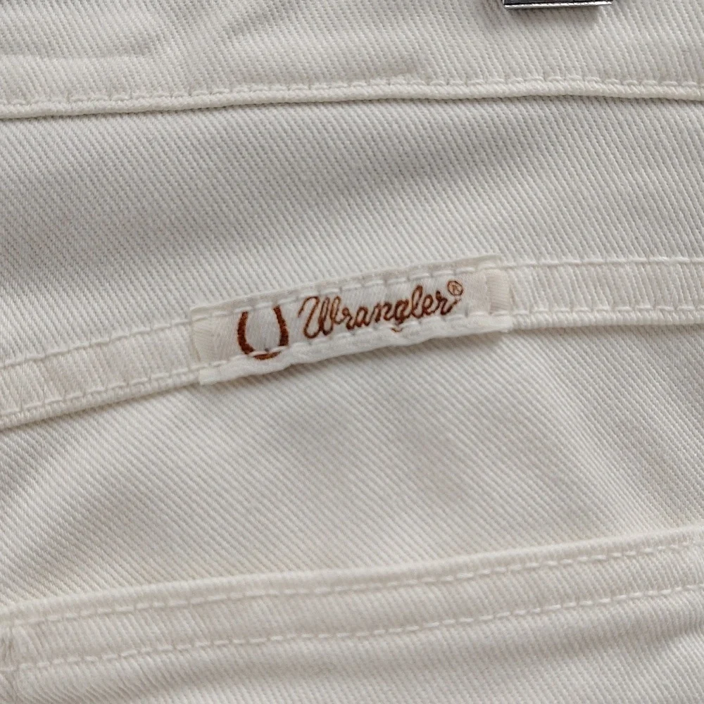 Wrangler Q-baby Altered Crop Denim Jeans Size 7 8 White No Gap Waist - Picture 6 of 10